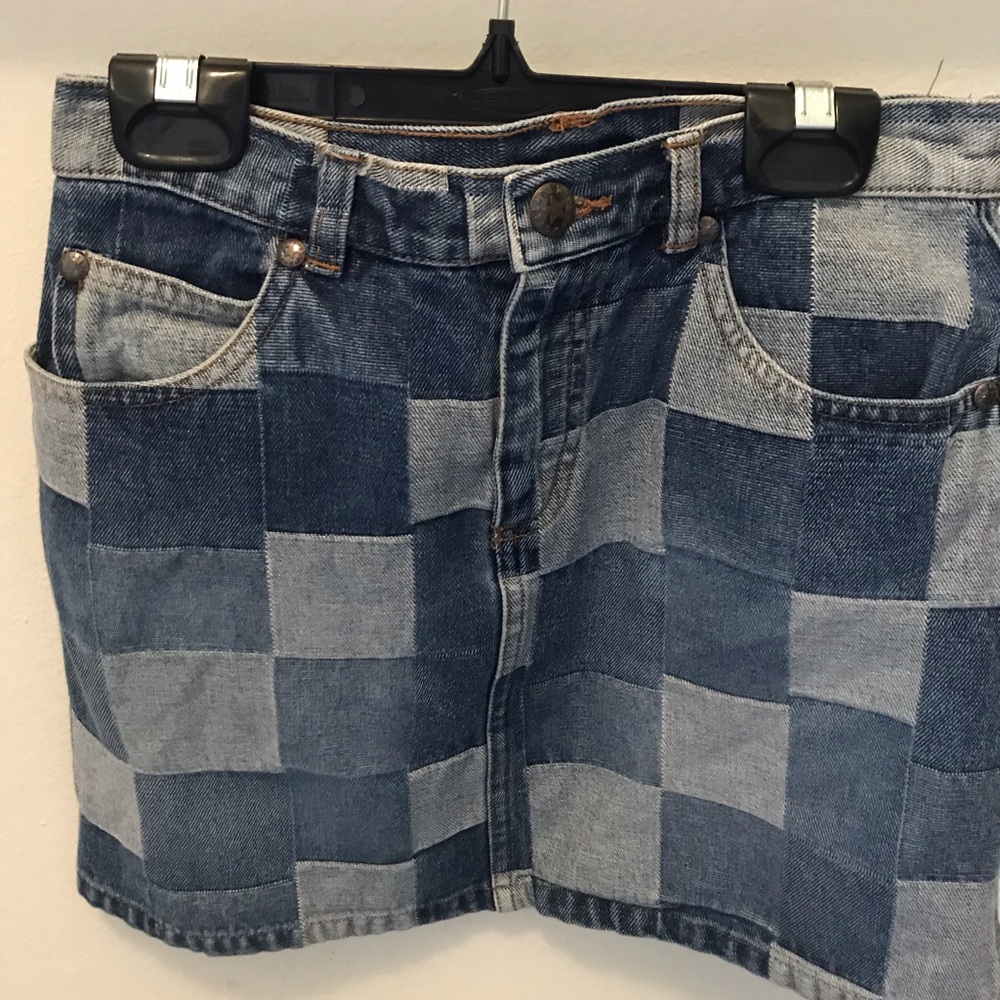 Multi colored denim skirt